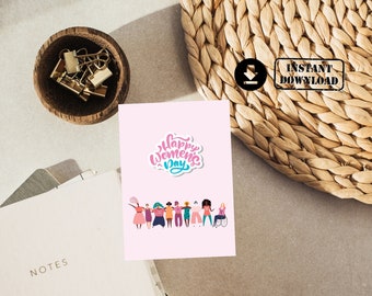 Printable Happy International Women's Day Greeting Card, Women's Day Greeting Card ,Happy Women's Day Card,Feminist  Cards, 8th March