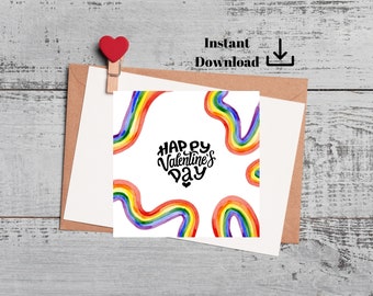 LGBTQ Happy Valentine's Day Card , Gay Happy Valentine's Day Printable Card, Gay Valentine's Day Card,Lesbian Valentine's Day Card