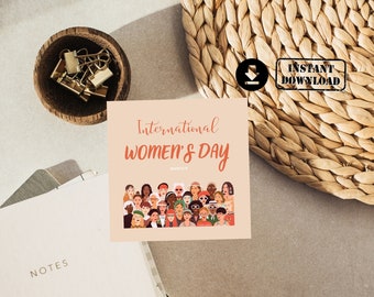 Happy International Women's Day Card, Women's Day Greeting Card Printable,Happy Women's Day Card,Feminist  Cards, 8th March,Black Women Card