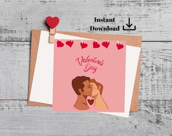 LGBTQ Happy Valentine's Day Card , Gay Happy Valentine's Day Printable Card
