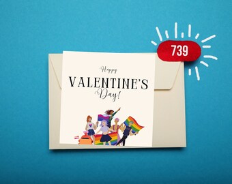 LGBTQ Happy Valentine's Day Card , Gay Happy Valentine's Day Printable Card,Lesbian Valentine's Day Card, LGBTQ Valentine's Day Card