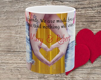Keramische mok, gepersonaliseerde Enamorados Taza, Valentijnsdagcadeau, verlovingen, novios, kleurrijk ontwerp