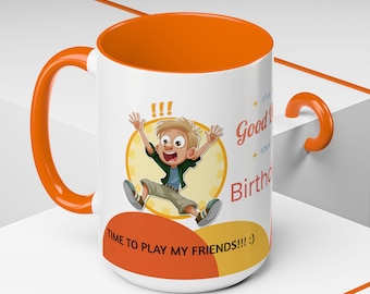 Keramische mok grappige kinderverjaardag, speeltijdontwerp (11-15 oz)