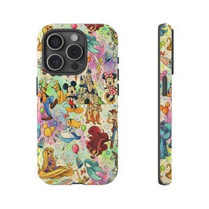 Custodia per telefono con personaggi Disney e acquerello, custodia per telefono Disney, custodia per telefono Topolino e Minnie, il posto più felice sulla Terra