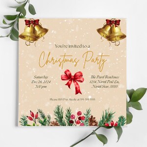 Christmas Card, Christmas Party Invitation Template, Editable Office Holiday Party Invite Printable, Modern Christmas Template, C1