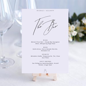 Minimalist Wedding Signature Drinks Sign, Printable Cocktail Bar Menu Template, Instant Download Template Signage, Editable Template A3