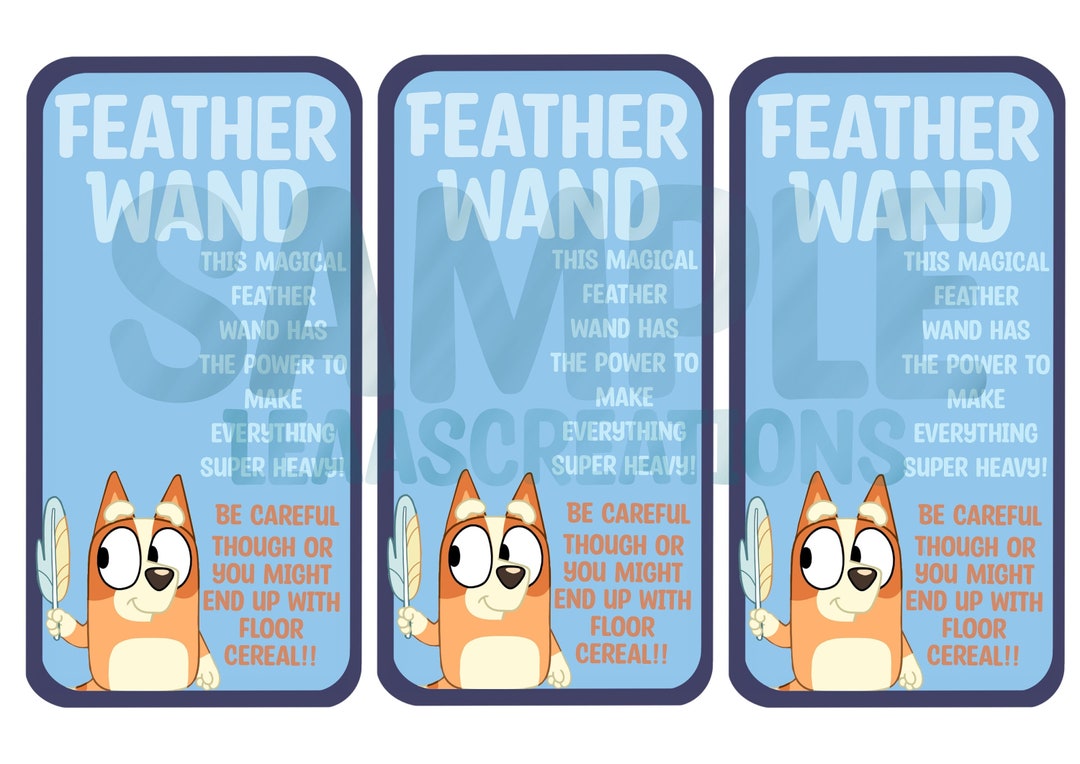 Bluey Party Favours Feather Wands DIGITAL Etsy