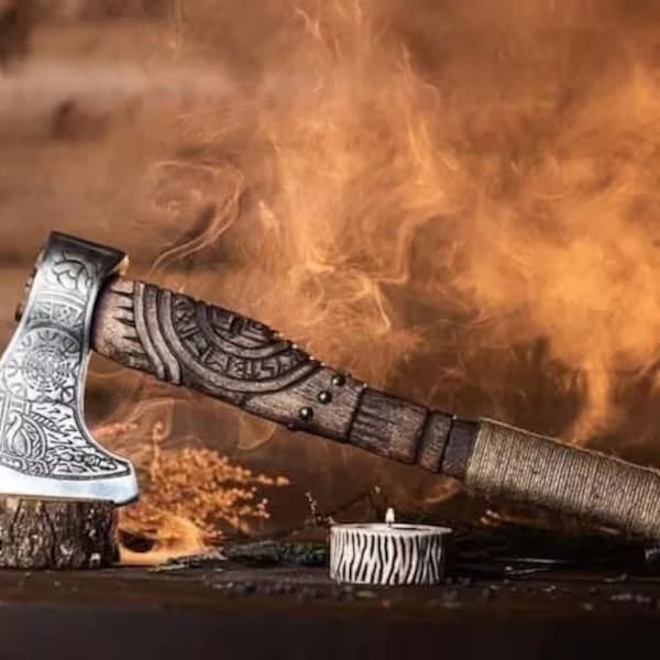 Custom Gift Viking Axe, Hatchet, Hand Forged Carbon Steel Viking Axe With Ash Wood Shaft, Viking Bearded Axe, Battle Axe, Best Gift