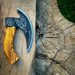 Cadeau personnalisé HACHE VIKING en acier au carbone forgé à la main avec manche en bois de frêne, cadeau de mariage, hache, haches Meilleur cadeau d'anniversaire et d'anniversaire pour lui, hache de GN Dragon Pizza Axe