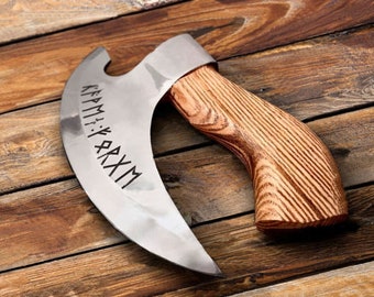 Viking Pizza Cutter Axe, De originele aangepaste hand gesmede pizza Axe, Viking Bearded Camping Axe, Beste verjaardags- en jubileumcadeau voor hem