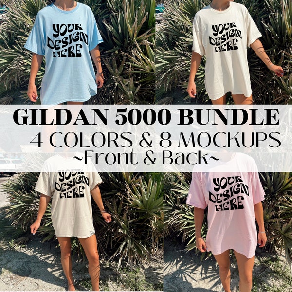 Gildan 5000 Mockup Bundle Outdoors Gildan Model Mock Lifestyle Tshirt Mockup Bundle Aesthetic Mock Trendy Beach Tee Mockup Colored Shirt
