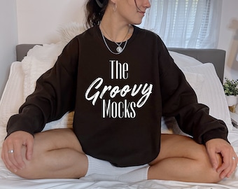 Dark Chocolate Gildan 18000 Mockup Sweatshirt Mock Brown Oversized Model Mockup Gildan Aesthetic Mock 18000 Lifestyle Mock Crewneck Mockup