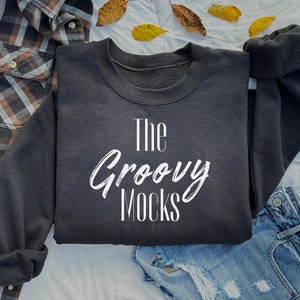 Gildan 18000 Mockup Black Flat Lay Herfst Mockup Sweatshirt Herfst Zwart Sweatshirt Mockup Zwart gevouwen Sweatshirt Mock Up eenvoudig G18000 Herfst
