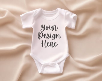 White Rabbit Skins 4424 Baby Bodysuit Mockup Cute Baby Body Suit Mock Up Trendy Mockups For Toddlers White Baby Bodysuit Mocks Babys Bundle