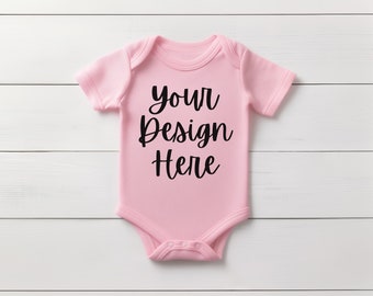 Pink Rabbit Skins 4424 Baby Bodysuit Mockup Cute Baby Body Suit Mock Up Trendy Mockups For Toddlers Pink Baby Bodysuit Mocks Babys Bundle