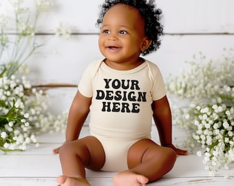 Natural Rabbit Skins 4400 Baby Bodysuit Mockup Cute Baby Body Suit Mock Up Trendy Mockups For Toddlers Natural Baby Bodysuit Mocks Babys