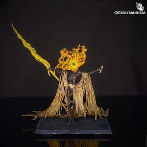 エルデンリングの狂乱の炎の王ミドラ フィギュア | エルドツリーの影 ボス像 | 3Dプリント＆手描きコレクターズアイテム