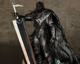Estatua pintada con armadura de berserker de Guts / Estatua de resina de berserker / Coleccionable a gran escala / Decoración de fantasía oscura pintada a mano