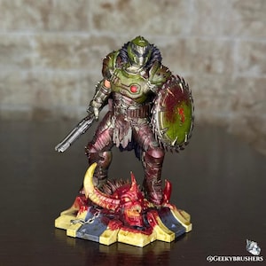 Doom Dark Ages Slayer Figur | Handbemalte Horror Spiel Statue | 120 mm Resin Sammlerstück | Detailreiche Diorama Basis