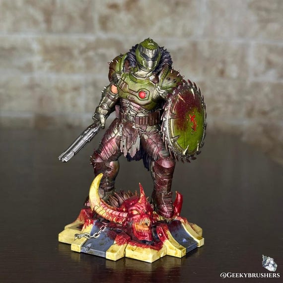 Hand-painted Doom Slayer Resin Statue | Dark Ages Diorama