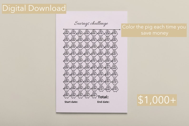 Savings Challenge Printable PDF Digital Download Savings - Etsy