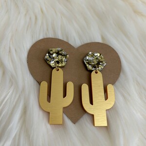 Gold Cactus Earrings