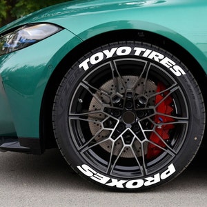 Permanent Toyo Tires Proxes Tire Lettering Stickers 1.25&quot; Letter for 14&quot; to 22&quot; 8 pcs Kit Car Wheel Decals