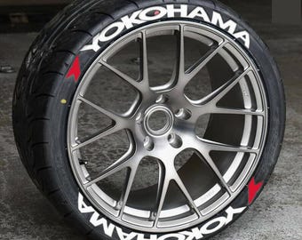 Naklejki permanentne Yokohama z napisami na opony 1,25" na opony o średnicy od 14" do 22" (zestaw 8 szt.)