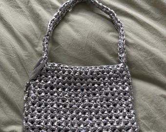 Borsa personalizzata in crochet metallizzato massiccio - Borsa colorata fatta a mano - pezzo unico