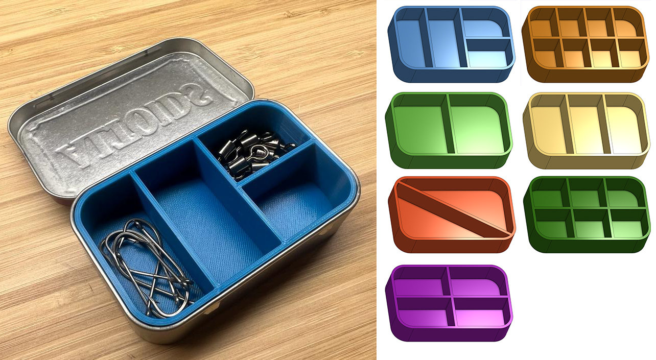 7pack Digital STL Files for Altoids Tin Container Dividers. Files Ready for 3D Printing. STL