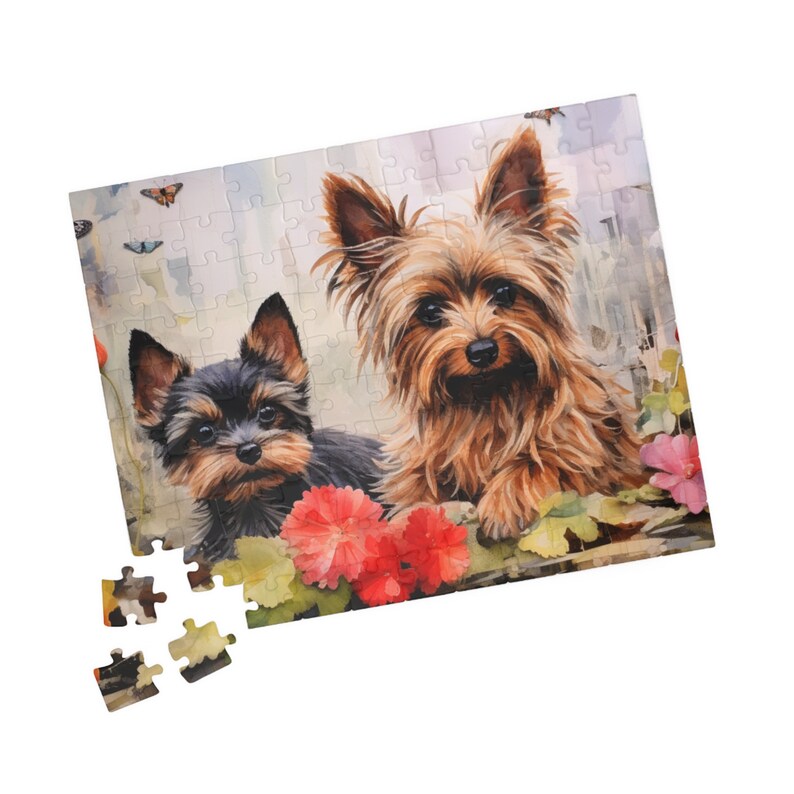 Watercolor Yorkshire Mom and Puppy Puzzle Animal Puzzle Pet Puzzle Unique Gifts for Mom Dog Puzzle 110, 252, 500, 1014-piece image 7