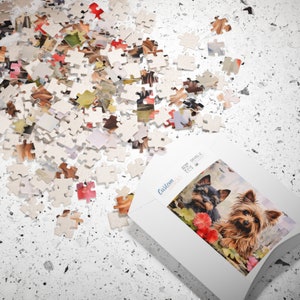 Watercolor Yorkshire Mom and Puppy Puzzle Animal Puzzle Pet Puzzle Unique Gifts for Mom Dog Puzzle 110, 252, 500, 1014-piece image 8