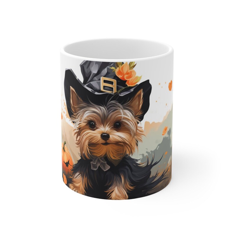 Yorkshire Terrier Halloween Witch Ceramic Mug 11oz Cute dog image 1