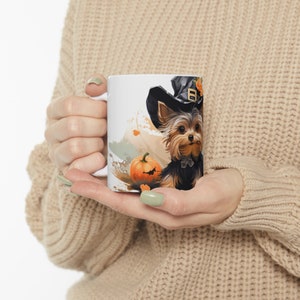 Yorkshire Terrier Halloween Witch Ceramic Mug 11oz, Cute dog Mug, Halloween Gift, Yorkie Owner Gift, Gifts for Mom, Gifts for Teacher image 4