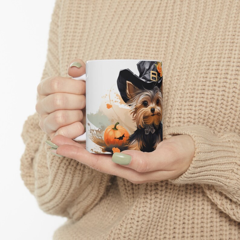 Yorkshire Terrier Halloween Witch Ceramic Mug 11oz Cute dog image 4