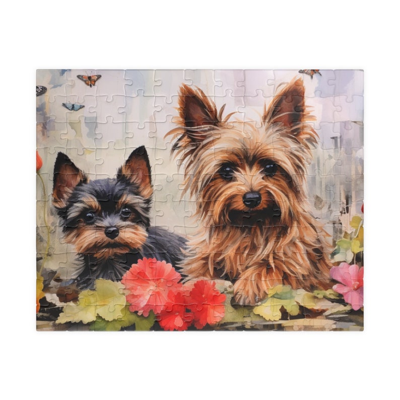 Watercolor Yorkshire Mom and Puppy Puzzle Animal Puzzle Pet image 5
