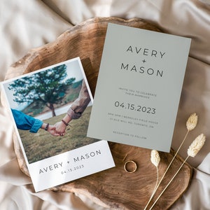 Modern Wedding Photo Invitation | Minimal Invitation | Boho Wedding Invite | Editable | Printable