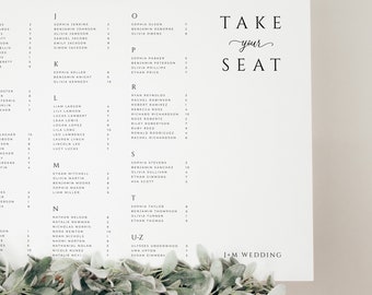 Minimalist Wedding Seating Chart Template | Simple Modern Seating Chart | Editable Template | Printable | J4