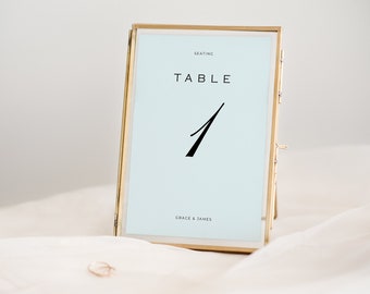 Blue Wedding Table Number Sign | Blue Editable Table Number Download | Simple Table Number Card | Modern Table Number Template | M2