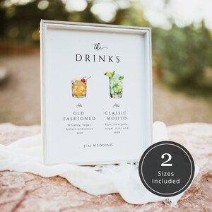 Minimalistic Wedding Bar Menu Sign | Wedding Signature Drinks Sign | His and Hers Bar Sign | Signature Cocktail Menu | Instant Download | J4