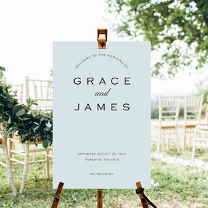 Dusty Blue Wedding Welcome Sign Template | Modern Wedding Welcome Poster | Editable Printable Sign | M2