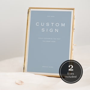 Dusty Blue Wedding Table Sign | Minimalist Custom Wedding Sign Template | Modern Wedding Printable Sign Powder Blue | Instant Download | M2