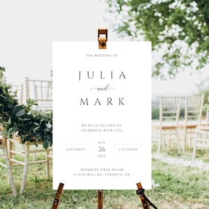 Minimalistische Hochzeit Willkommensschild Vorlage | Benutzerdefinierte Hochzeit Beschilderung | Willkommen Poster | Bearbeitbar Druckbar | J4