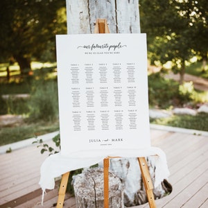 Seating Chart Poster Size | Wedding Seating Chart Template Download | Modern Minimalist | Our Favorite People | Editable Table Plan | J4