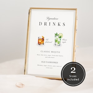 Vodka Signature Cocktail Wedding | Wedding Signage Signature Cocktails | His and Her Drink Sign | Minimal Bar Menu Sign Wedding | J1 E3