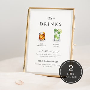 Minimalistic Wedding Bar Menu Sign | Wedding Signature Drinks Sign | His and Hers Bar Sign | Signature Cocktail Menu | Instant Download | J4