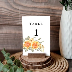 Minimalist Wedding Table Numbers | Simple Floral Table Number Card | Editable Template | Printable | E3