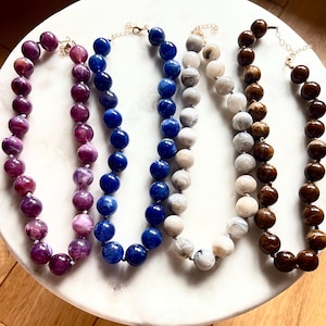 Necklace large round pearls Danae style Sezane marbled pearls lesbijouxdePrune color to choose