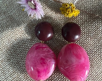 Boucles d'oreilles Lila lilas gouttes Fuchsia Bordeaux lesbijouxdePrune style Sézane Les bijoux de prune