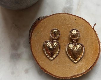 Pangea style earrings with golden hearts, ideal for weddings, Sezane, Les Bijoux De Prune